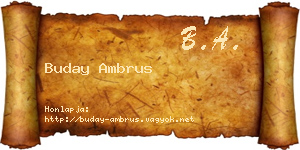 Buday Ambrus névjegykártya